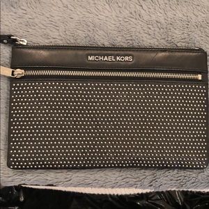 Michael Kors black leather stud clutch
